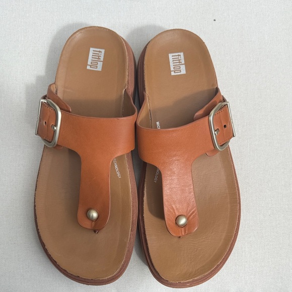 Fitflop Brown Leather Toe Post Sandals - Picture 1 of 5